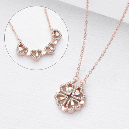 Love Magnetic Pendant Necklace Ladies Clover Necklace Heart Shaped Clover Necklace Lucky 4 in 1 Love Pendant Jewelry Gift