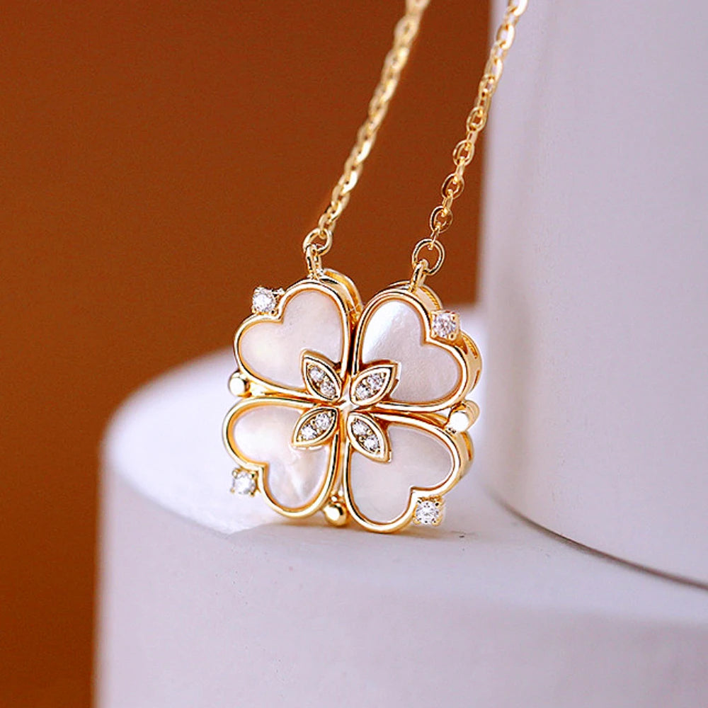 Love Magnetic Pendant Necklace Ladies Clover Necklace Heart Shaped Clover Necklace Lucky 4 in 1 Love Pendant Jewelry Gift